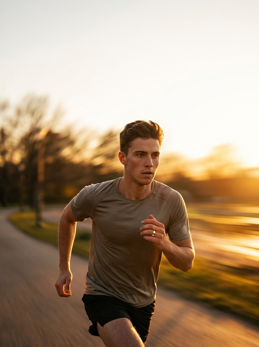Person running outdoors wearing XONYL smart ring